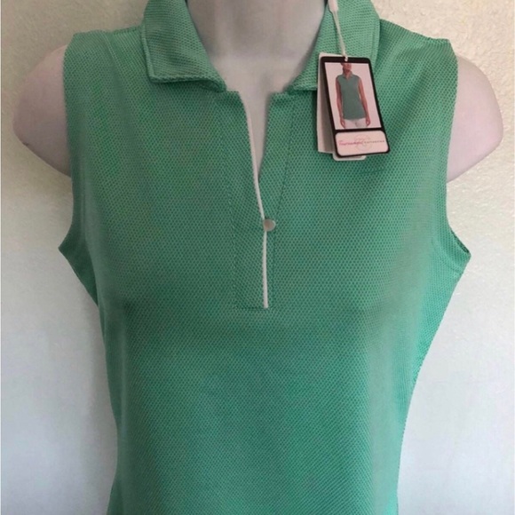 Lot 2 Dri-wick sleeveless Women’s S Small Pastel Mint/Salmon Zip Polo Shirts NWT - Picture 3 of 11